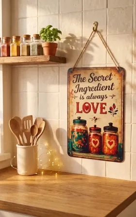 The Secret Ingredient Is Love Kitchen Decor Hanging | MDF Wall Plaque for Kitchen gallery image 3