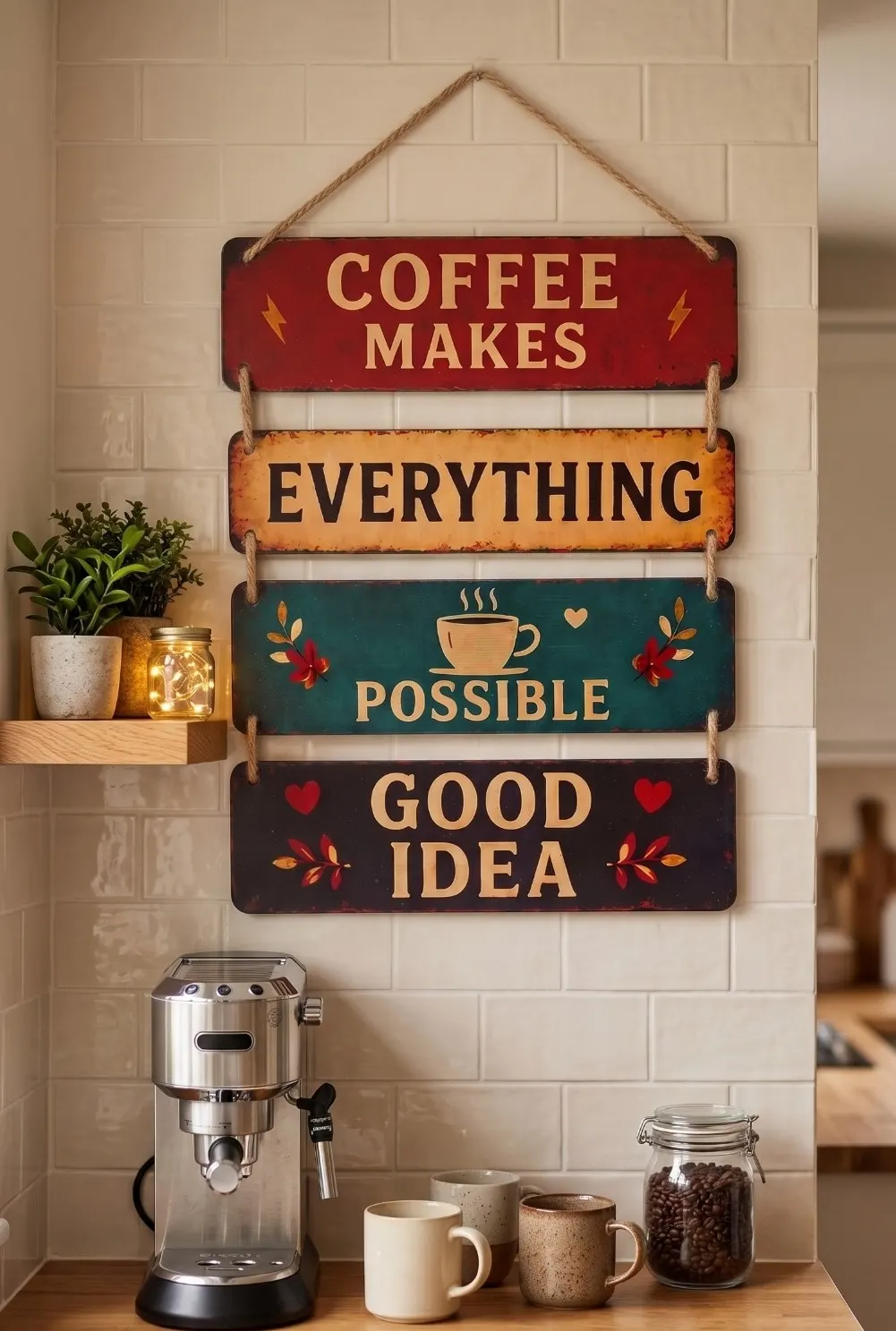 Coffee Makes Everything Possible Kitchen Wall Hanging