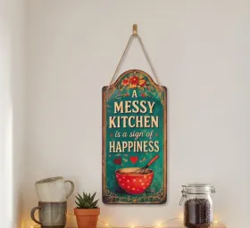 A Messy Kitchen Is a Sign of Happiness Wall Hanging thumbnail