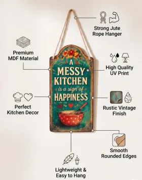A Messy Kitchen Is a Sign of Happiness Wall Hanging gallery image 5