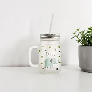 Glass Mason Jars with lid & straw