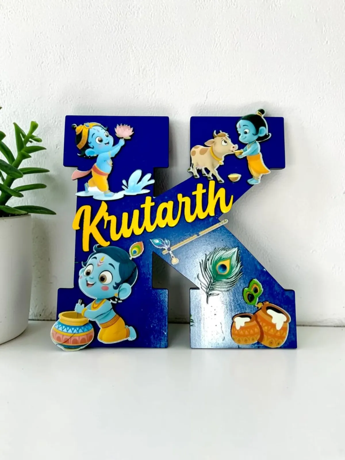 Big monogram lord krishna theme