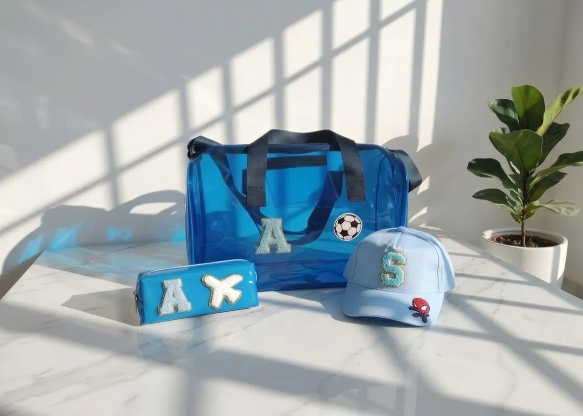 Jelly duffle bag + cap + pencil pouch