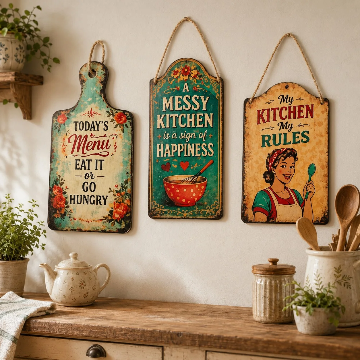 Vintage Kitchen Wall Decor Set