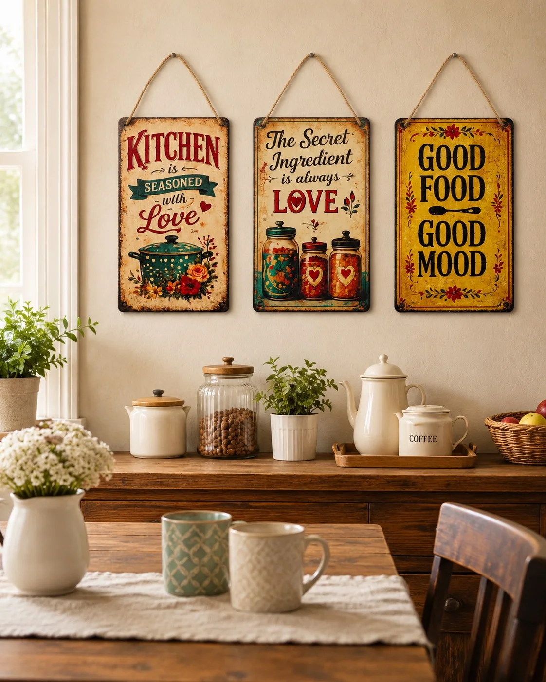 Rustic Kitchen Wall Hanging Set