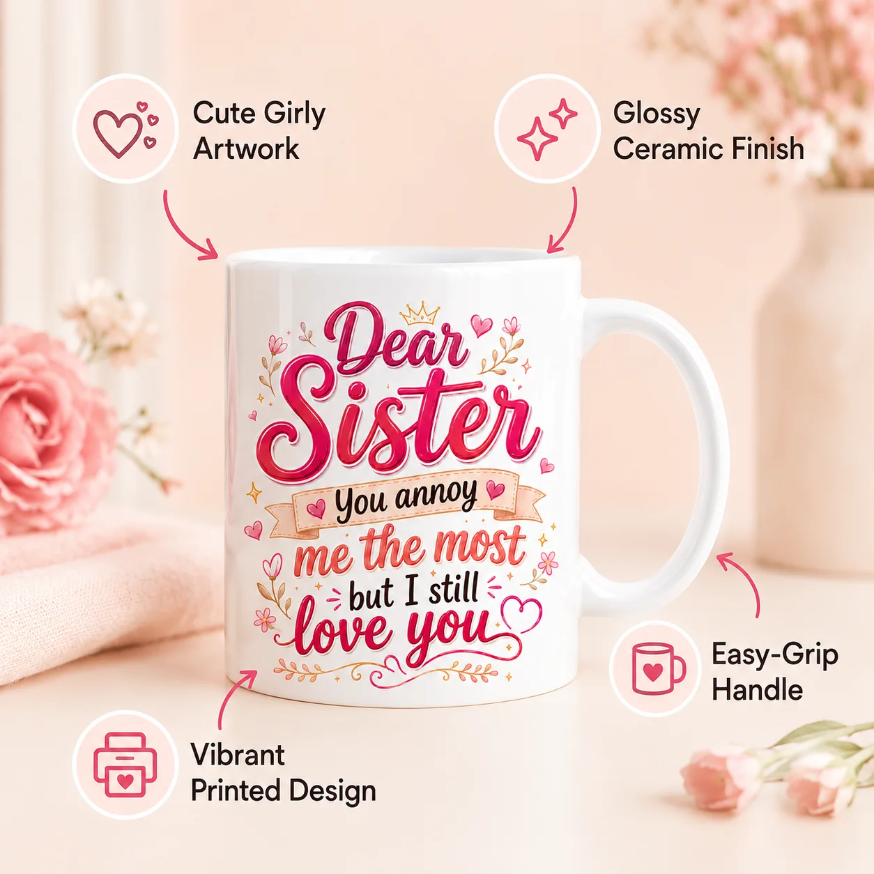 Cute Girly Sister Mug