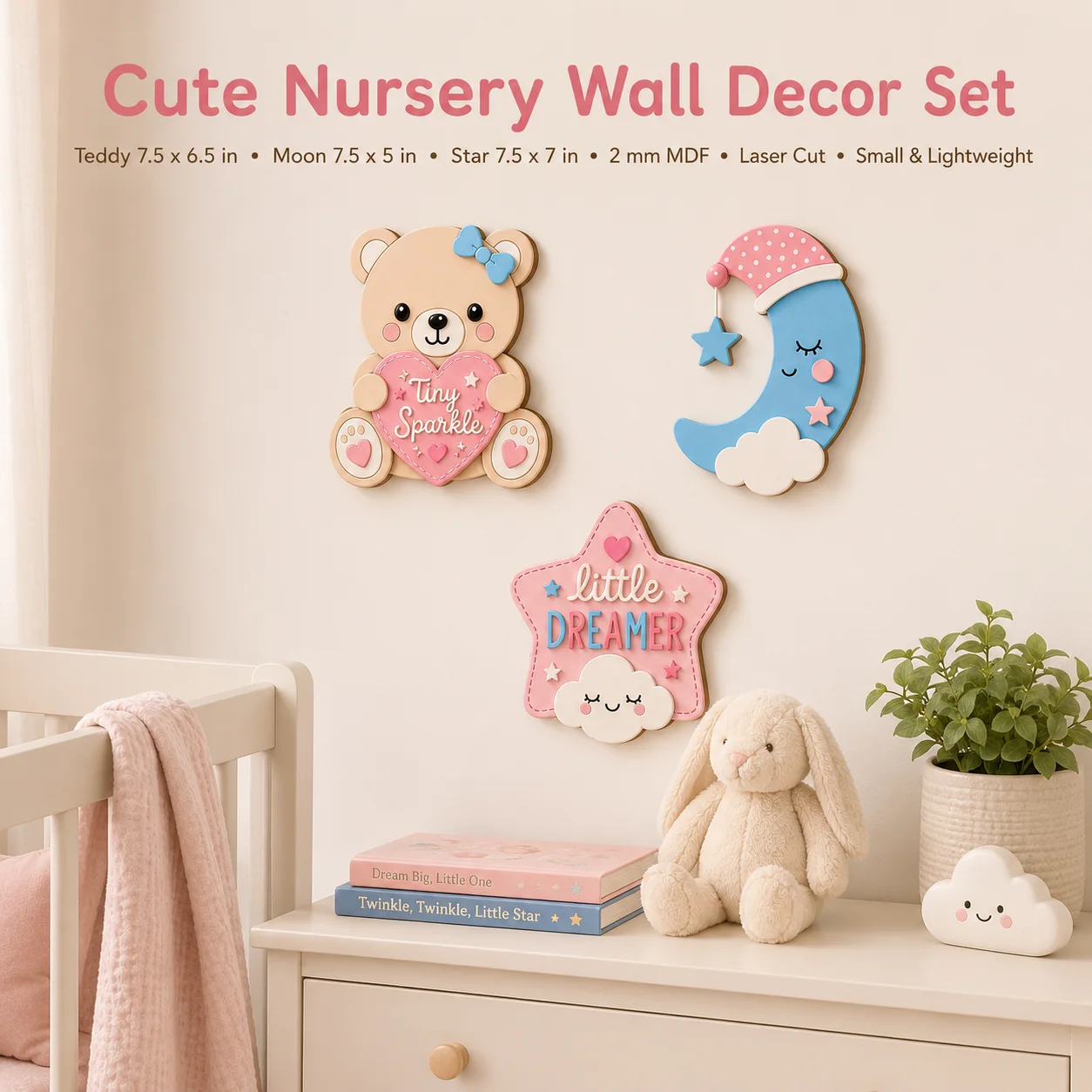 Cute Pastel Kids Wall Decor Set